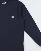 Vintage Carhartt Navy Heavyweight Loose Fit Crewneck Long Sleeve Pocket T-Shirt - M