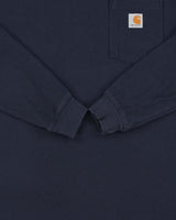 Vintage Carhartt Navy Heavyweight Loose Fit Crewneck Long Sleeve Pocket T-Shirt - M