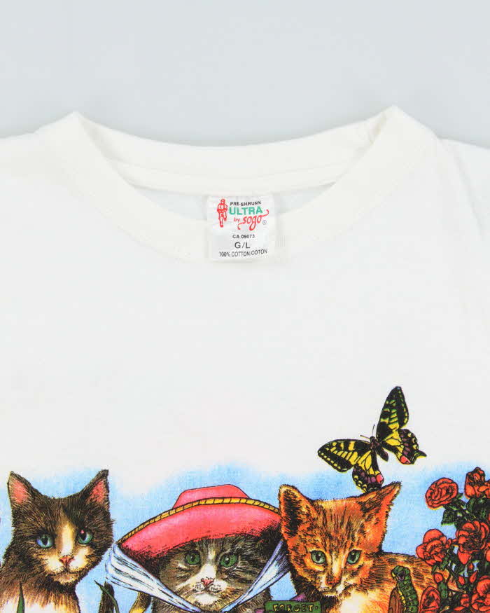 Vintage 1990s Kitty Cat Heavyweight Sogo Crewneck T-Shirt - L