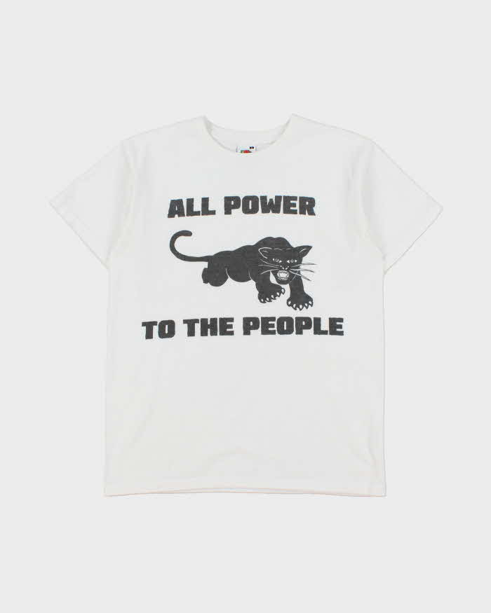 Vintage Y2K 00s Black Panther Party All Power To The People Heavyweight Crewneck T-Shirt - S