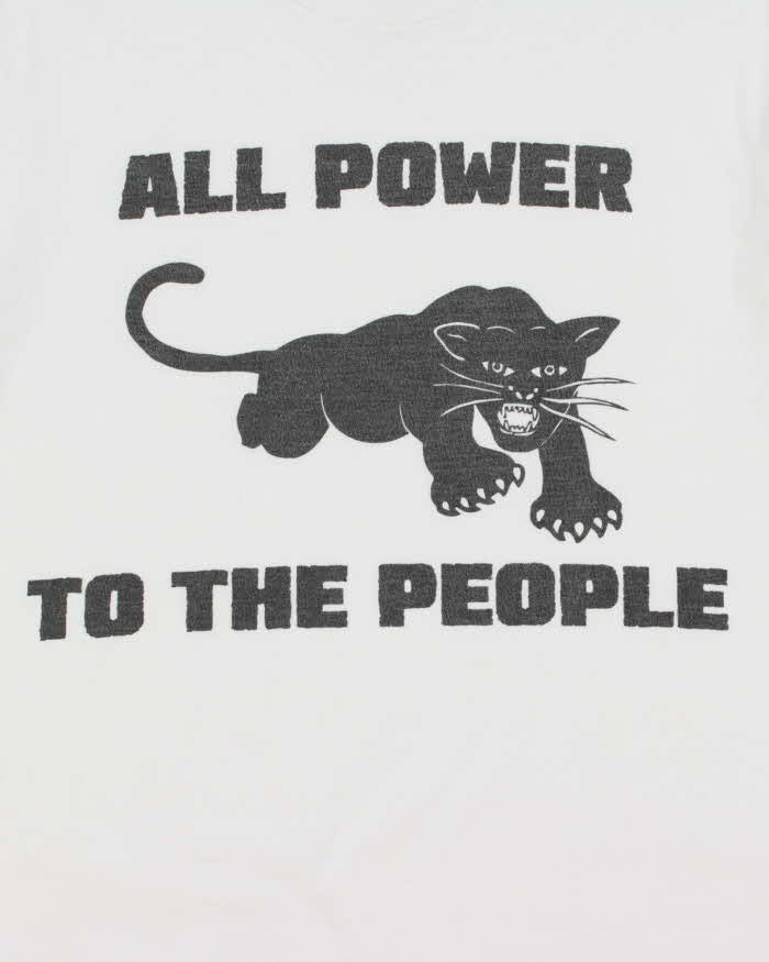 Vintage Y2K 00s Black Panther Party All Power To The People Heavyweight Crewneck T-Shirt - S