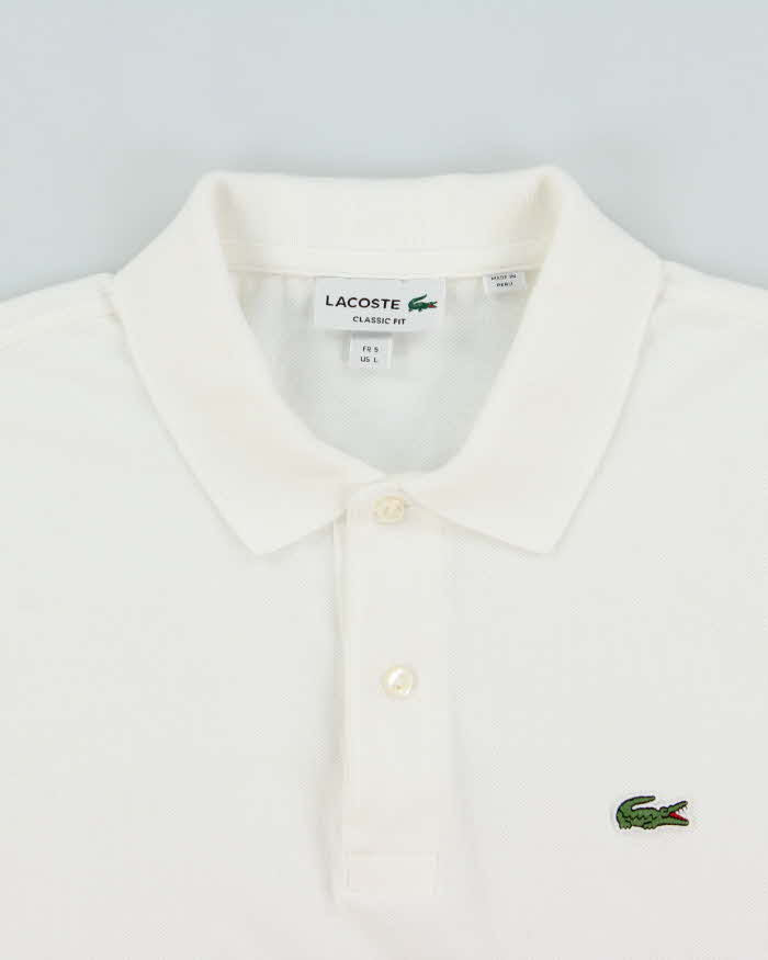 Vintage Lacoste White Classic Fit Short Sleeve Polo Shirt - L