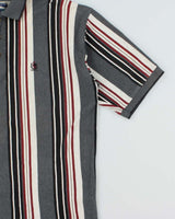Vintage 1990s Huy Oxford Heavyweight Striped Short Sleeve Polo Shirt - L