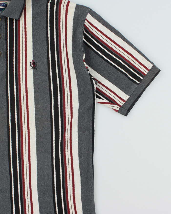 Vintage 1990s Huy Oxford Heavyweight Striped Short Sleeve Polo Shirt - L