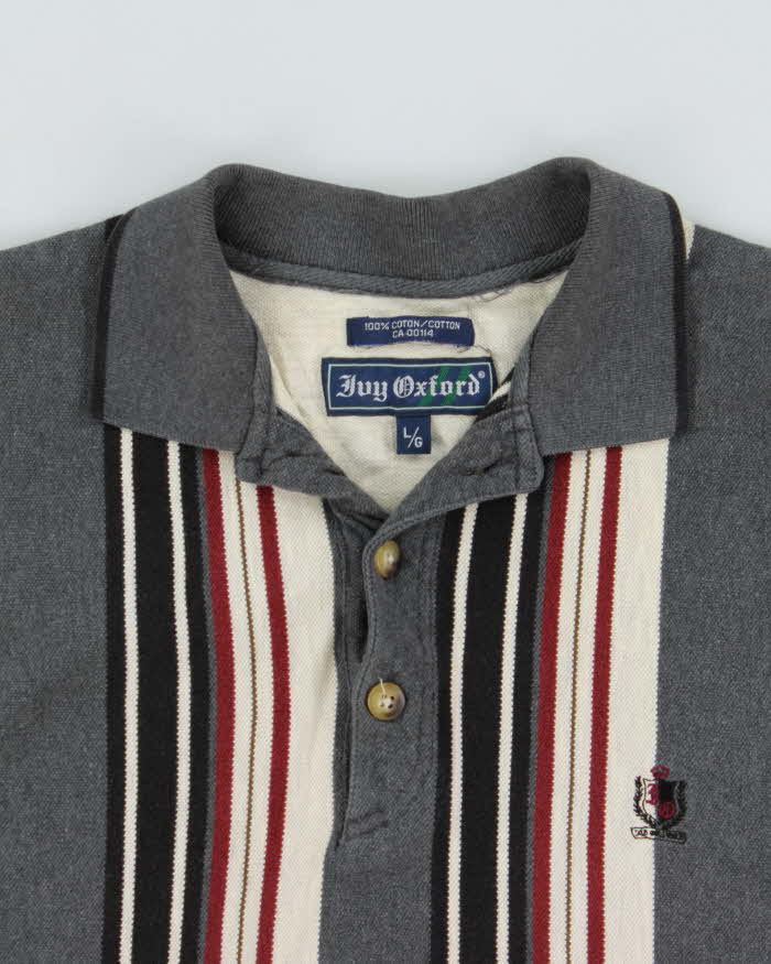 Vintage 1990s Huy Oxford Heavyweight Striped Short Sleeve Polo Shirt - L