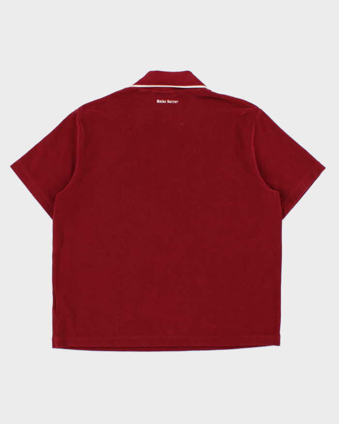 2025 Adidas Originals x Wales Bonner Burgundy Velour 'Terry' Short Sleeve Boxy Polo Shirt - L