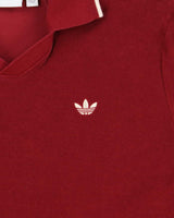 2025 Adidas Originals x Wales Bonner Burgundy Velour 'Terry' Short Sleeve Boxy Polo Shirt - L