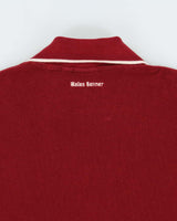 2025 Adidas Originals x Wales Bonner Burgundy Velour 'Terry' Short Sleeve Boxy Polo Shirt - L