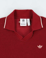 2025 Adidas Originals x Wales Bonner Burgundy Velour 'Terry' Short Sleeve Boxy Polo Shirt - L