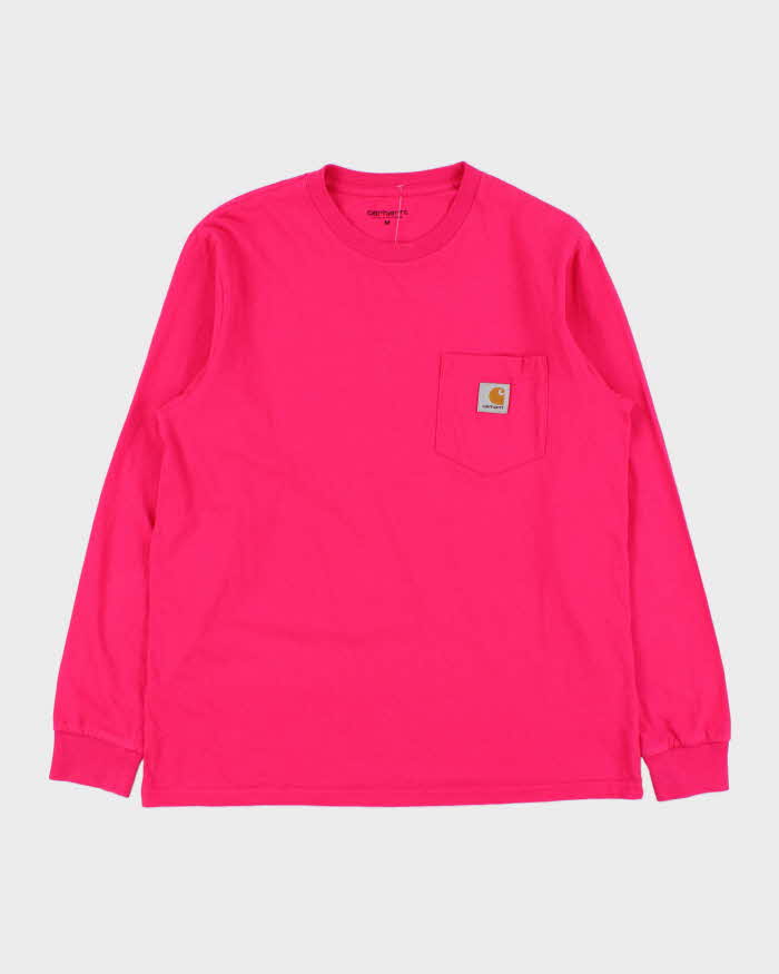 Vintage Carhartt WIP Hot Pink Midweight Long Sleeve Crewneck Pocket Shirt - M