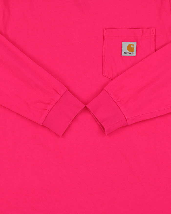 Vintage Carhartt WIP Hot Pink Midweight Long Sleeve Crewneck Pocket Shirt - M