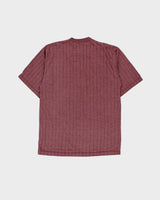 Vintage 1990s Levi's Marl Maroon Heavyweight Striped Made In USA Short Sleeve Henley T-Shirt - L