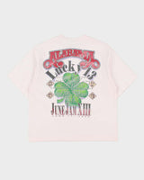 Vintage 1994 Alabama Lucky 13 Baby Pink Heavyweight Sof Tee Made In USA Single Stitch Cropped Crewneck T-Shirt - L