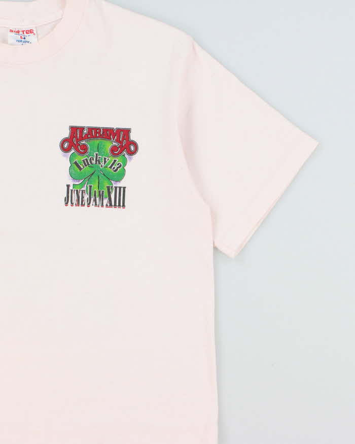 Vintage 1994 Alabama Lucky 13 Baby Pink Heavyweight Sof Tee Made In USA Single Stitch Cropped Crewneck T-Shirt - L