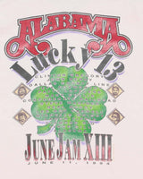 Vintage 1994 Alabama Lucky 13 Baby Pink Heavyweight Sof Tee Made In USA Single Stitch Cropped Crewneck T-Shirt - L