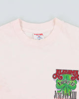 Vintage 1994 Alabama Lucky 13 Baby Pink Heavyweight Sof Tee Made In USA Single Stitch Cropped Crewneck T-Shirt - L