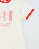 Vintage 1970s Adidas Originals National Capital Marathon Made In Canada Single Stitch Crewneck Ringer T-Shirt - M