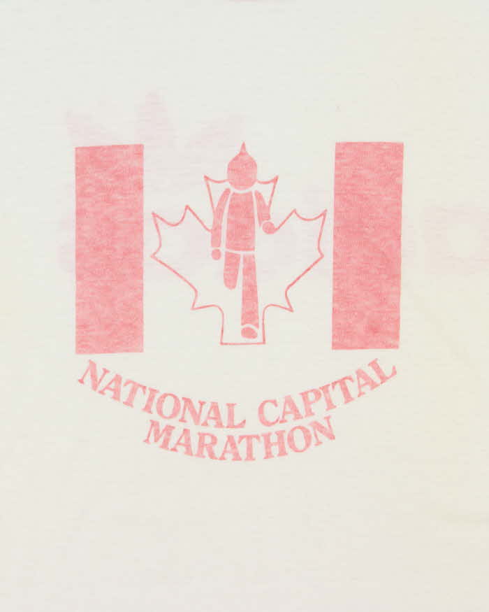 Vintage 1970s Adidas Originals National Capital Marathon Made In Canada Single Stitch Crewneck Ringer T-Shirt - M