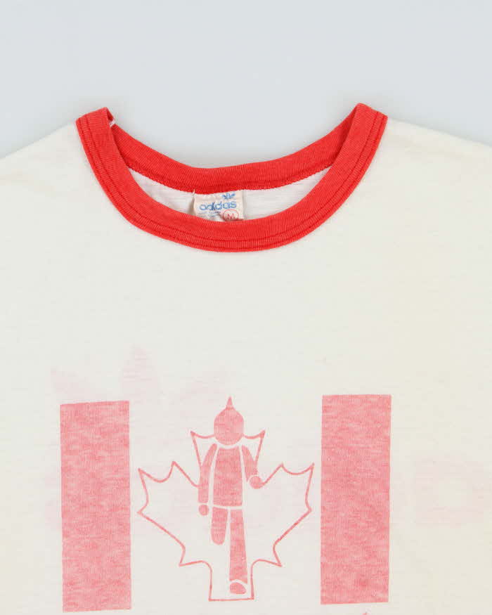 Vintage 1970s Adidas Originals National Capital Marathon Made In Canada Single Stitch Crewneck Ringer T-Shirt - M