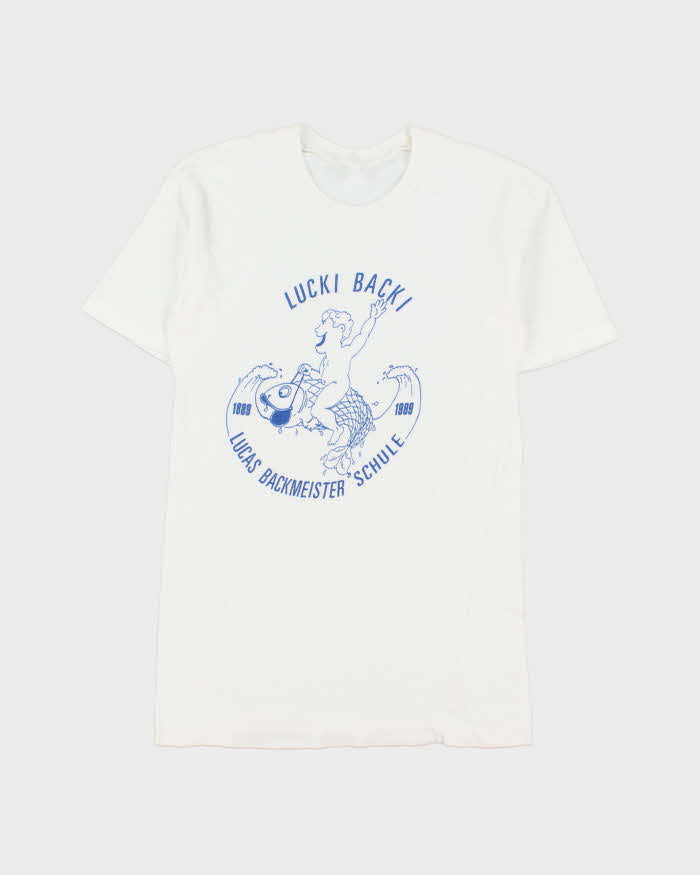 Vintage 1989 Lucki Backi Fishing Graphic Single Stitch Crewneck T-Shirt - S