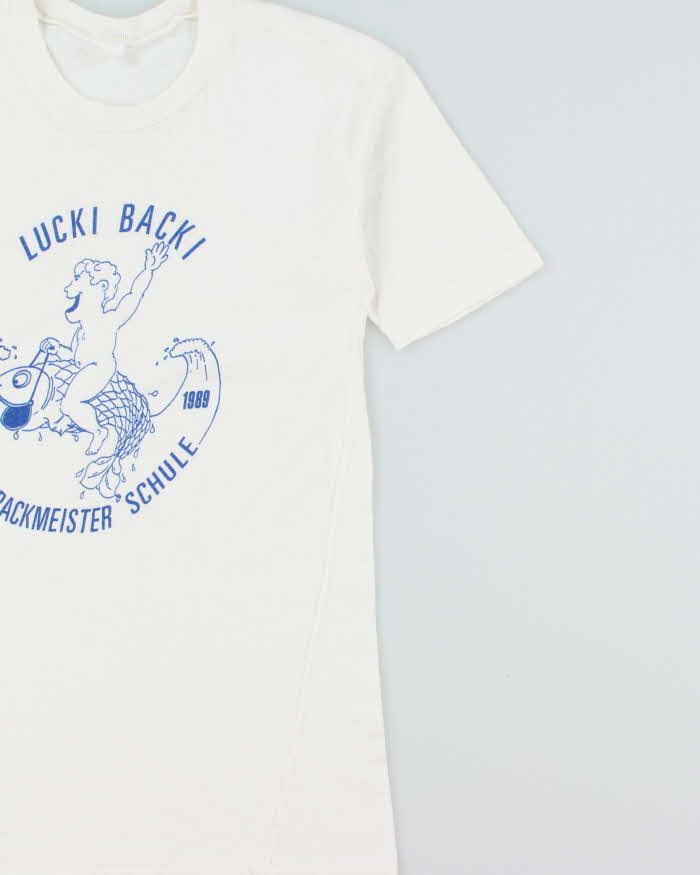 Vintage 1989 Lucki Backi Fishing Graphic Single Stitch Crewneck T-Shirt - S