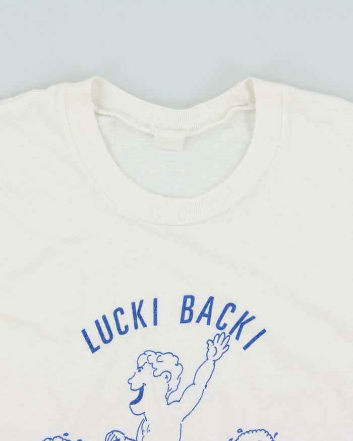 Vintage 1989 Lucki Backi Fishing Graphic Single Stitch Crewneck T-Shirt - S