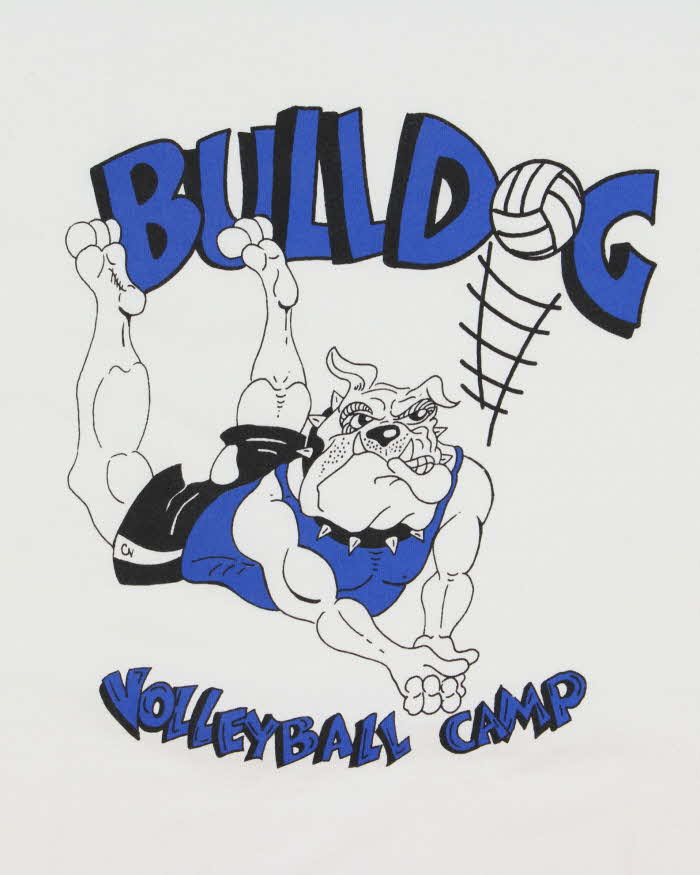 Vintage 1999 BULLDOG Volleyball Camp USA Heavyweight Crewneck T-Shirt - XL