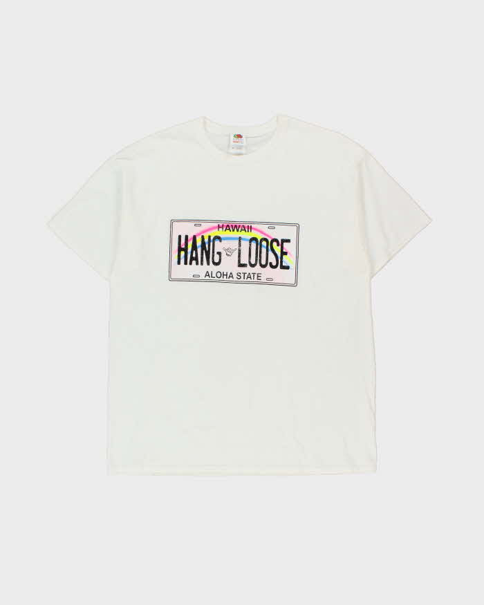 Vintage 1990s Hang Loose Hawaii License Plate Heavyweight Crewneck T-Shirt - XL