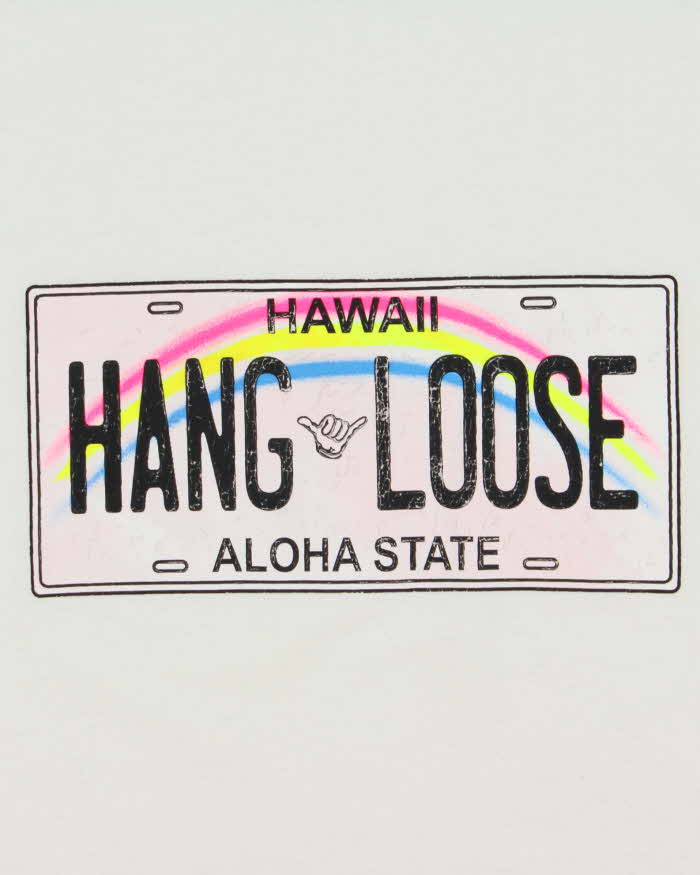 Vintage 1990s Hang Loose Hawaii License Plate Heavyweight Crewneck T-Shirt - XL