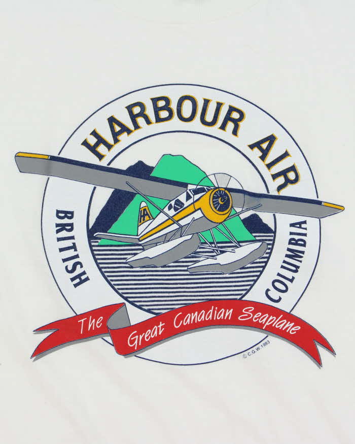 Vintage 1993 Harbour Air British Columbia Heavyweight Single Stitch Made In Canada Crewneck T-Shirt - XL