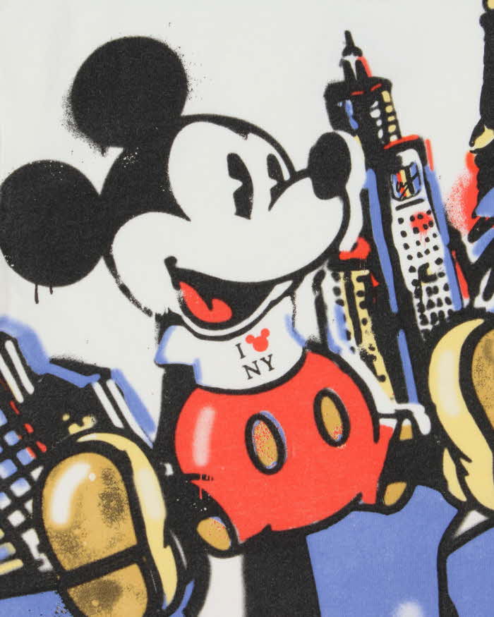 Vintage 1990s Mickey Mouse New York Graffiti Heavyweight Boxy Crewneck T-Shirt - L