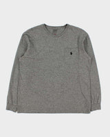 Vintage Polo Ralph Lauren Marl Grey Midweight Long Sleeve Pocket T-Shirt - M