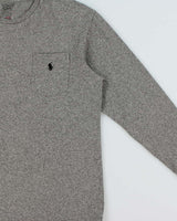 Vintage Polo Ralph Lauren Marl Grey Midweight Long Sleeve Pocket T-Shirt - M