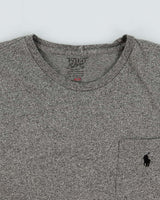 Vintage Polo Ralph Lauren Marl Grey Midweight Long Sleeve Pocket T-Shirt - M