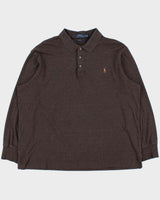 Vintage Polo Ralph Lauren Marl Brown Classic Fit Long Sleeve Polo Shirt - XL