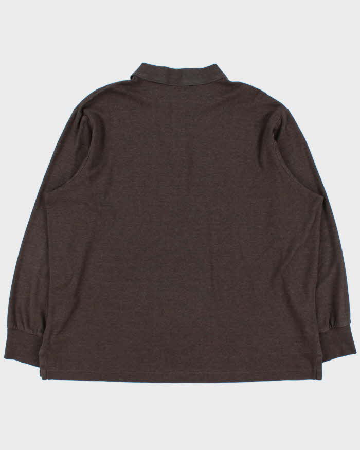 Vintage Polo Ralph Lauren Marl Brown Classic Fit Long Sleeve Polo Shirt - XL