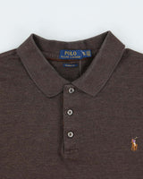 Vintage Polo Ralph Lauren Marl Brown Classic Fit Long Sleeve Polo Shirt - XL