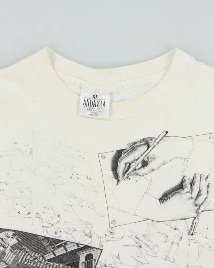 Vintage 1991 M.C. Escher Artwork Andazia Made In USA Single Stitch Crewneck T-Shirt - L