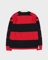 Vintage Hugo Boss Heavyweight Striped 'Dobby' Long Sleeve Rugby Shirt - M