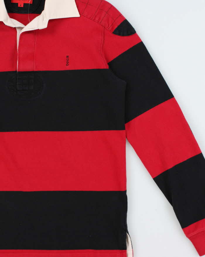 Vintage Hugo Boss Heavyweight Striped 'Dobby' Long Sleeve Rugby Shirt - M