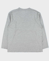 Vintage Y2K 00s Nike Marl Grey Embroidered Centre Swoosh Silver Tag Made In Canada Long Sleeve Crewneck T-Shirt - L
