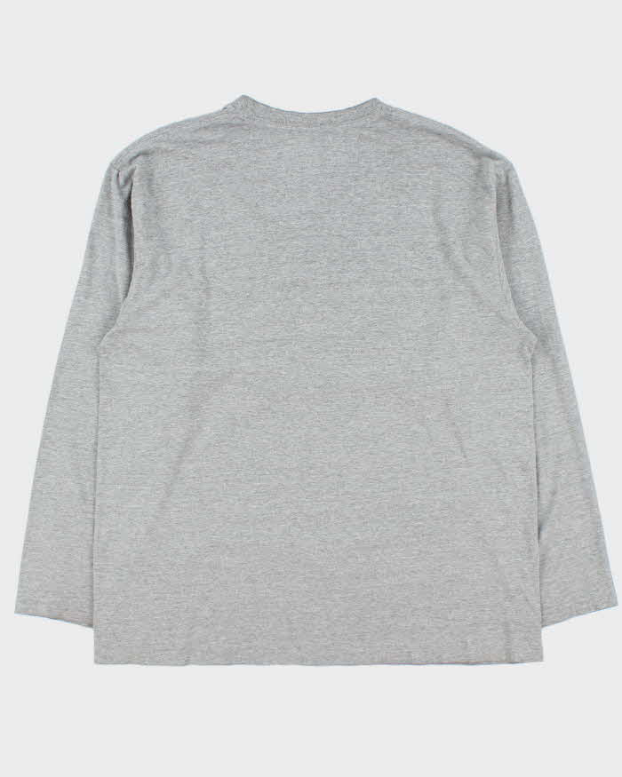 Vintage Y2K 00s Nike Marl Grey Embroidered Centre Swoosh Silver Tag Made In Canada Long Sleeve Crewneck T-Shirt - L