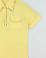 Vintage 1970s Sears Butter Yellow Short Sleeve Pocket Polo Shirt - M