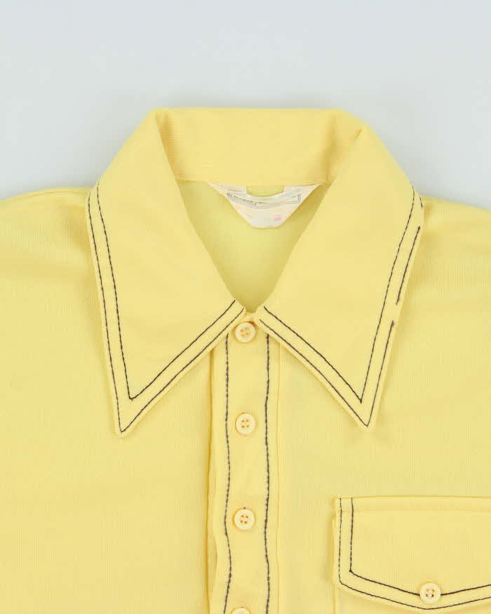 Vintage 1970s Sears Butter Yellow Short Sleeve Pocket Polo Shirt - M