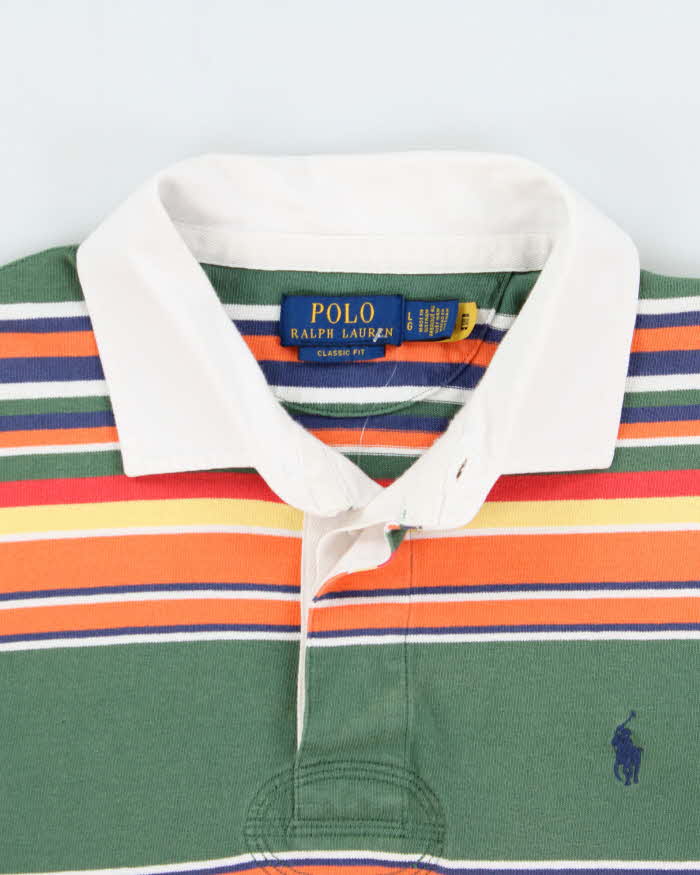 Vintage Polo Ralph Lauren Striped Classic Fit Long Sleeve Rugby Shirt - L
