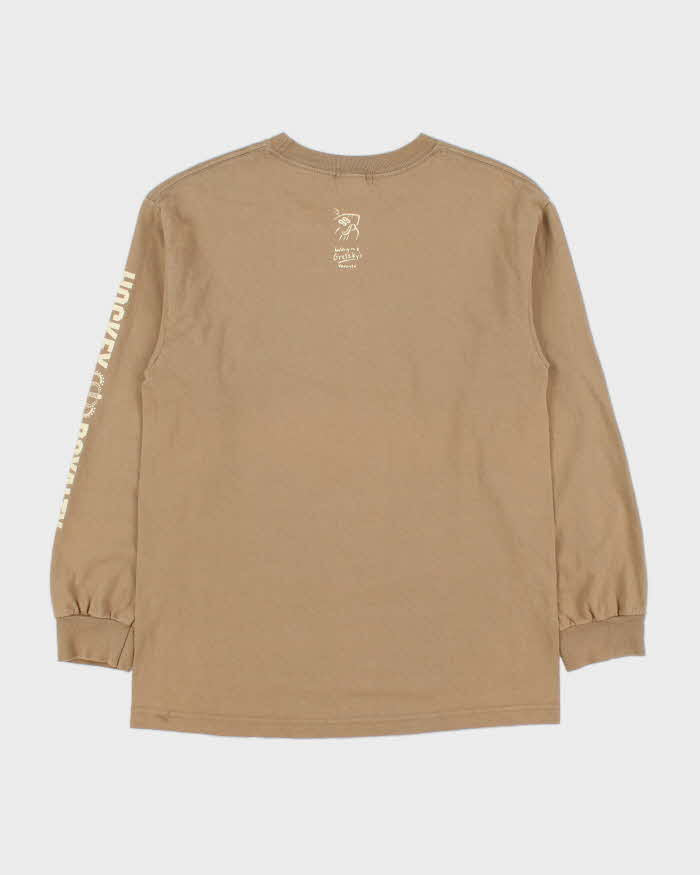 Vintage Y2K 00s Wayne Gretzky's Hockey Royalty Khaki Heavyweight Long Sleeve Crewneck T-Shirt - M