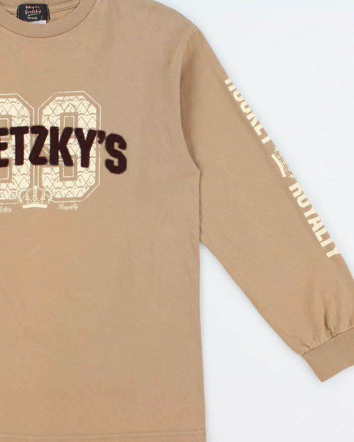 Vintage Y2K 00s Wayne Gretzky's Hockey Royalty Khaki Heavyweight Long Sleeve Crewneck T-Shirt - M