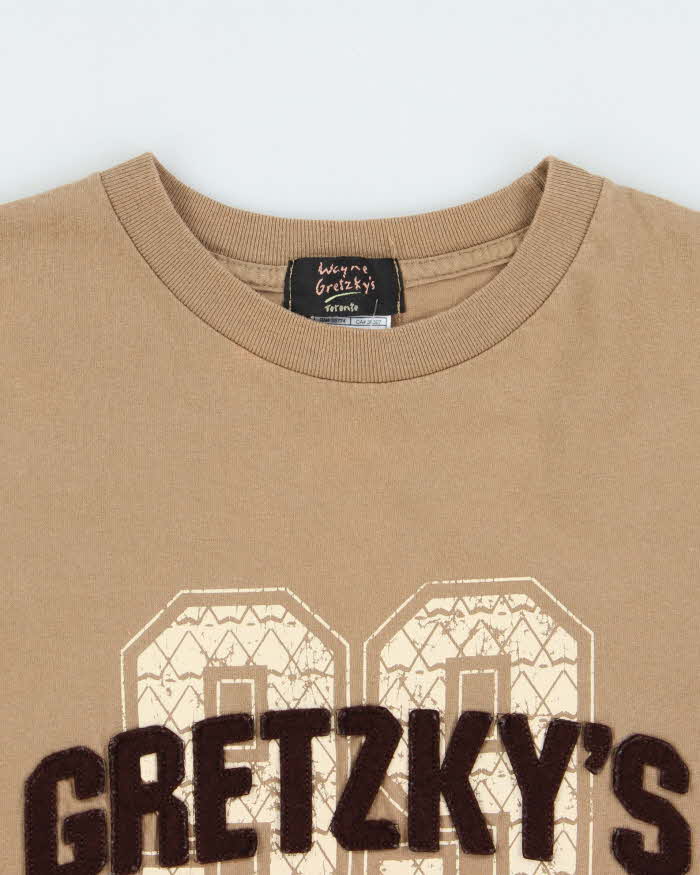 Vintage Y2K 00s Wayne Gretzky's Hockey Royalty Khaki Heavyweight Long Sleeve Crewneck T-Shirt - M