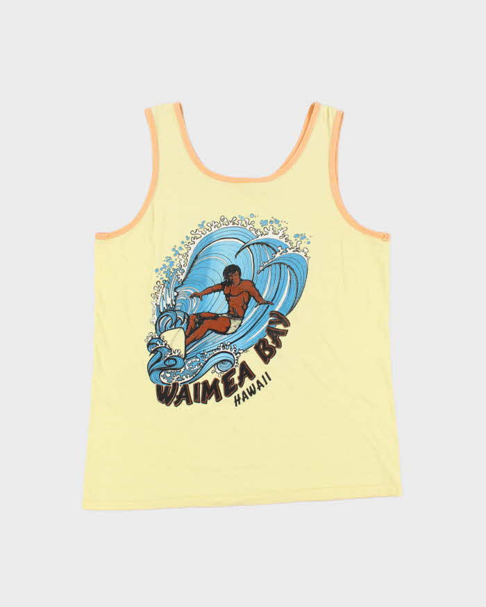 Vintage 1980s Waimea Bay Hawaii Single Stitch Made In USATank Top Vest - L