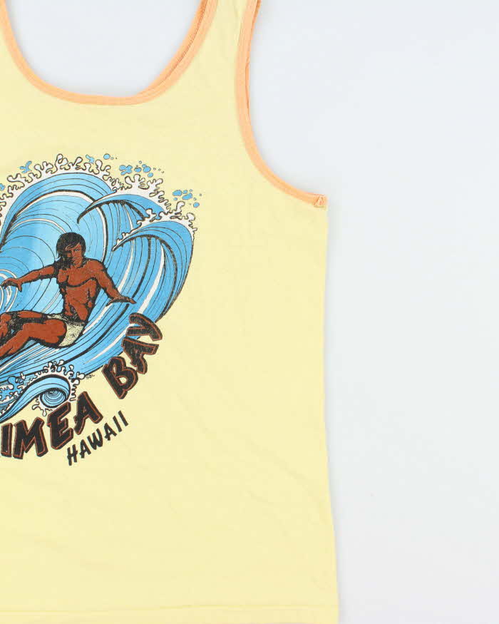 Vintage 1980s Waimea Bay Hawaii Single Stitch Made In USATank Top Vest - L